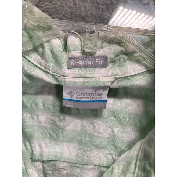 Columbia Shirt Mens Large Green Regular Fit Button Up Casual Short Sleeve Summer - Picture 3 of 7